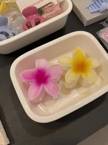 3 Piranha Flower Shape Hair Clip Women Fashion Hairstyles Clip Roses Daily Use Accessory Claw Clip 3 UNITS - Màu Hoa hồng đỏ - Xem 4