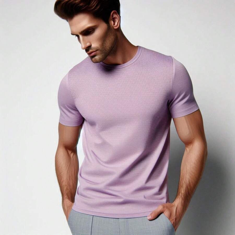 PLAYERA T-SHIRT HOMBRE, MANGA CORTA,SLIM FIT - Lila Púrpura - Ver 1