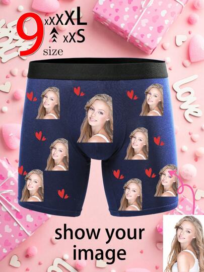 Custom Boxer Heart Boxer Valentine Boxer Picture Men Boxers Girlfriend Face Boxers Custom Thong For Valentine's Day Gift, 1pc Dawg Colorful,Cute,Adorable,Contracted,Funny Custom,Unique,Customized,Personalized Underwear Ideal Gifts For Him Boyfriend Bedroom,For Weddings,For Anniversaries,For Birthdays,For Holiday,Gymboy