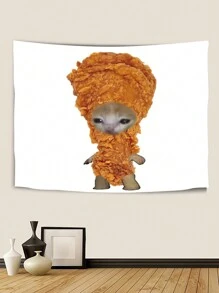 Một tấm thảm treo tường hình chân gà đáng yêu bằng sợi polyester, nghệ thuật trang trí thẩm mỹ, vải nền trang trí, thích hợp cho phòng khách, phòng ngủ, thảm trang trí tường ký túc xá, trong nhà và ngoài trời như một món quà lễ hội và sinh nhật cho thanh thiếu niên., Giáng sinh - màu trắng vàng - Xem 7