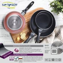 San Ignacio Set di 3 padelle Ø16/20/24 cm in alluminio stampato, adatte all'induzione, collezione Paradise