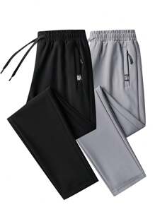 1 Stück Herren unifarbene leichte, elastische Taillenhose für Lässig, Outdoor, Wandern, Laufen, Training, Fitness
