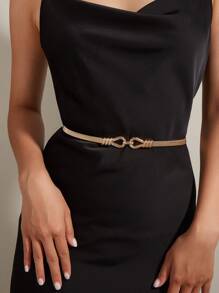 1 件女士银弹簧线马蹄扣连衣裙/时尚配饰腰带，适合日常使用夏季、学校秋季、秋季、万圣节