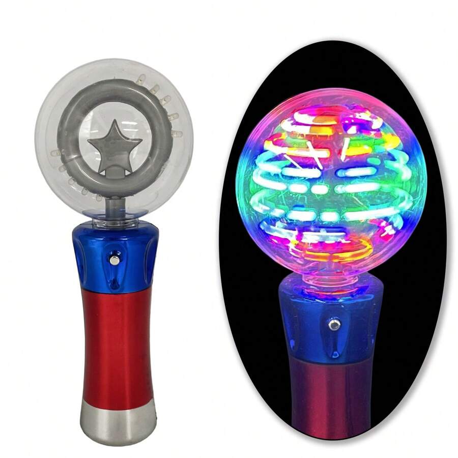 1 Quả cầu ma thuật phát sáng, đồ chơi đũa phép có đèn LED nhấp nháy, xoay tròn, thích hợp làm quà tặng vui nhộn hoặc quà sinh nhật, đồ trang trí tiệc phát sáng đầy màu sắc, đũa dẫn điện nhỏ, đũa xoay Giáng sinh. - Nhiều màu - Xem 1