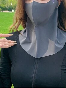 1 mascarilla de seda de hielo de nylon sin trazas, cubriendo media cara, con protección de cuello, protector solar, transpirable, diseño 3D, antirrayos UV - Multicolor - Ver 4