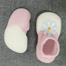 1 paar roze bloemenpatroon zachte antislip wandelschoenen voor babymeisjes, sokken, ademende sportschoenen voor binnen en buiten met siliconen zool