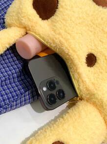 Cute Cartoon Giraffe Plush Crossbody/Shoulder Bag, Personalized Phone & Coin Purse, Girl Birthday Gift, Fashionable Butter Yellow Bag For Women