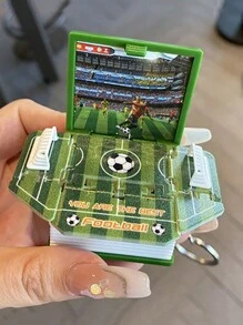 1pc Creative Sports-Style 3D Foldable Book Keychain, Football/Basketball Foldable Book Keychain, Gifts For Football & Basketball Fans (Random Sticker Design And Court Color) - Multicolor - View 4