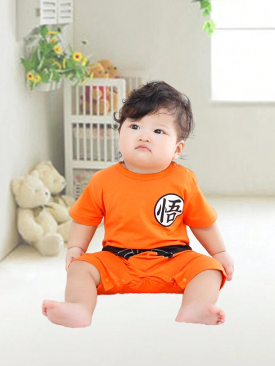 Mamelucos De Bebé Goku Disfraz Dragón Ball Traje Suave - Naranja - Ver 1