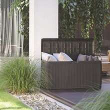 Coffre de jardin 290 litres Prosperplast Boxe Board en plastique couleur Gris foncé 116,6 x 47 x 59,5 cm, livraison rapide - Gris foncé - Voir 4
