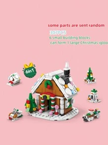 Conjunto de Blocos de Montar 6 em 1 com Papai Noel, Boneco de Neve, Rena, Árvore de Natal, Trenzinho Pequeno, Casa de Natal, Casa de Pão de Mel, Trenó da Rena, Bolo de Natal, Casa de Waffle, Caixa de Música de Árvore de Natal, 14+ anos, Modelo Educativo DIY para Montagem, Decoração de Festa de Natal, Blocos de Montar de Trem, Decorações de Árvore de Natal, Blocos de Montar de Carros - Multicolorido - Visão 9