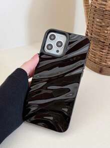 Minimalist 3D Wavy Pattern Phone Case Compatible With IPhone 17 Pro Max/17 Pro/17 Air/17/16 Pro Max/16/16 Pro/16 Plus/15/15 Pro Max/15 Pro/11/12/13/14 Pro Max/11 Pro/11 Pro Max/12 Pro/12 Pro Max/13 Pro/13 Pro Max/14 Pro/14 Pro Max, Soft Shell, Elegant & Creative - Black - View 7