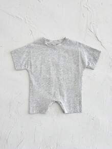 Unisex Baby Lightweight Casual Solid Soft Button Romper, Summer - Grey - View 7