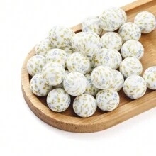 10入15mm美麗的花卉系列印花矽膠圓珠，適用於DIY汽車掛件，鑰匙扣，手鍊，筆掛飾，珠寶裝飾 - 彩色 - 查看 14