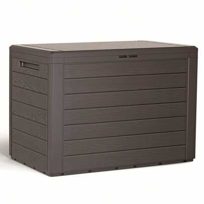  Baul de jardin 190 litros Prosperplast Woodebox de plastico en color Marrón Mocha 78 x 43,3 x 55 cm. Envío gratuito en 24/48 horas