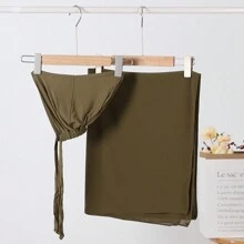 Bộ 2 khăn choàng voan co giãn thời trang, 1 mũ bên trong màu trơn thanh lịch và 1 khăn trùm đầu mỏng chống nắng kết hợp khăn trùm đầu mùa đông thu cho phụ nữ Abaya - 2 cái/bộ - Xem 20