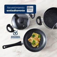 Batterie de cuisine 5 pièces en aluminium pressé + Ensemble de poêles Ø16Ø20Ø24 en aluminium pressé San Ignacio - Multicolore - Voir 4