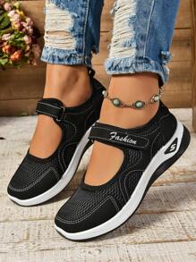 新款春夏刺繡花卉女運動鞋，透氣舒適網眼布料，防滑柔軟鞋底休閒女鞋 - 黑色 - 查看 6