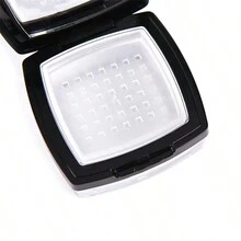 1/2/6pcs Sifter Square Loose Powder Boxes Sifter Plastic Cosmetic Powder Container 8g Empty Black Loose Powder Case With Mirror - Black - View 4
