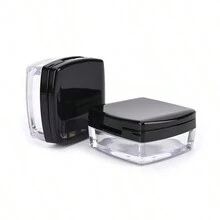 1/2/6pcs Sifter Square Loose Powder Boxes Sifter Plastic Cosmetic Powder Container 8g Empty Black Loose Powder Case With Mirror - Black - View 3