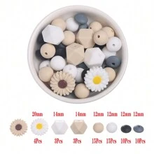 60pcs Daisy Shape Silicone Focal Beads, Silicone Loose Beads For DIY Keychain, Necklace, Bracelet, And Pen Hanging Rope - Multicolor - View 11