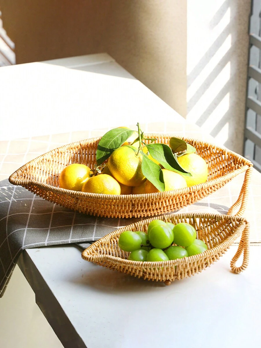 1pc  Handmade Round Bamboo Weaving Sieve Fruit Seed Tea Basket Storage Fruit Tray Groceries Baskets Containers - Coffee Brown - View 1