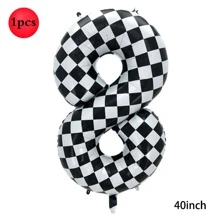 Bóng bay kỹ thuật số ca rô 40 inch lớn màu đen và trắng số 0-9 dùng để trang trí tiệc sinh nhật xe đua, Giáng sinh - bàn cờ đen trắng - Xem 12