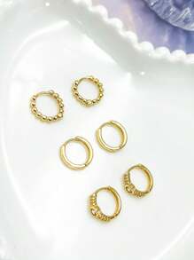 Women Hoop Earrings - 金色 - 查看 4