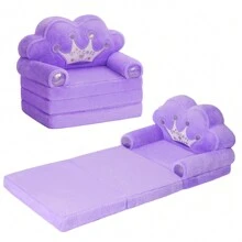 Toddler Chair Comfy,Foldable Princess Kids Couch For Girl, Toddler Recliners For Kids Age 1-4, Kids Sofa Bed Fold Out - 紫色 - 查看 1
