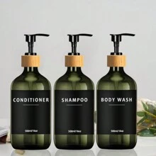 Bathroom Shampoo Dispenser & Hair Conditioner Shampoo Sub-Bottling Bottle 3pcs/Set 500ml - Green - View 2