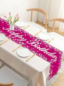 1 pièce Chemin de table rose rouge pour anniversaire, décoration de table pour fête d'anniversaire, fournitures de décoration d'arrière-plan, chemin de table, nappe, linge de table. Cadeau d'anniversaire, faveur de fête. Décoration d'anniversaire pour dames, décoration de maison d'anniversaire, décoration de pièce - Rose vif - Voir 5