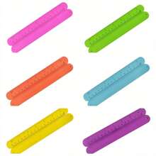 6 piezas Brazalete de silicona con escala de colores, bandas de pulseras con dos funciones de regla en colores brillantes - multicolor - Ver 6