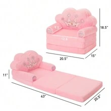 Toddler Chair Comfy,Foldable Princess Kids Couch For Girl, Toddler Recliners For Kids Age 1-4, Kids Sofa Bed Fold Out - Hồng - Xem 2