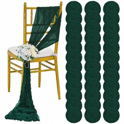 36 Pcs 16 X 108 Inch Cheesecloth Chair Sashes, Gauze Chair Sash Ribbon Ties Back Sash Chair Bows Chair Cover For Wedding Reception Bridal Shower Birthday Party Restaurant Chair Decor Outdoor Party Wedding Outdoor Activities Banquet