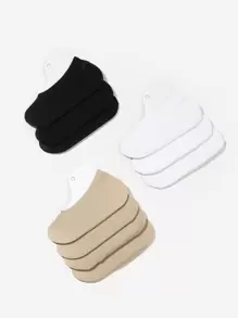 10 pares de calcetines de forro casual y transpirable de unicolor para niños, que absorben la humedad para primavera y verano - Blanco y Negro - Ver 2