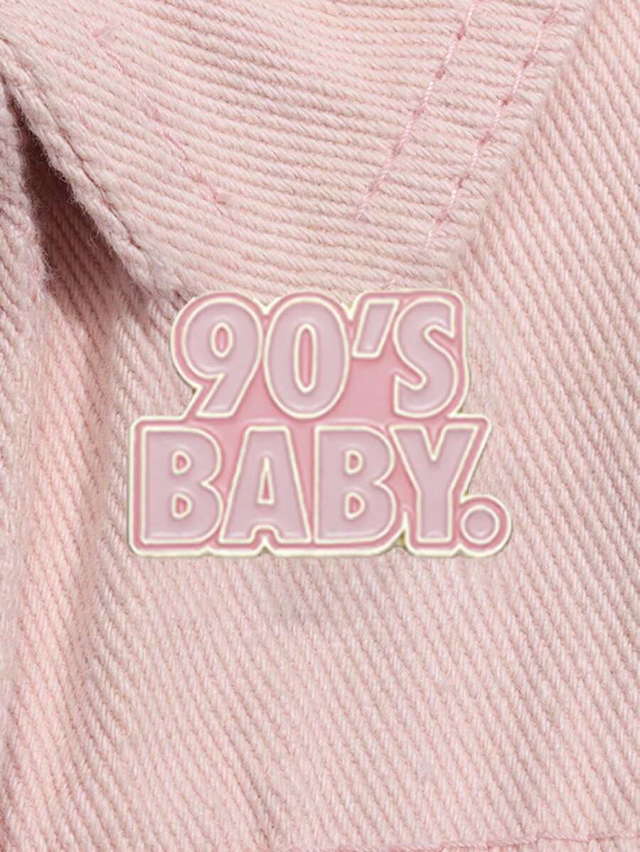 1 件时尚可爱的 90 年代婴儿翻领别针，带有励志英文文字；适合男女装饰佩戴情人节、妈妈、母亲、母亲节、礼物 - 彩色 - 查看 1