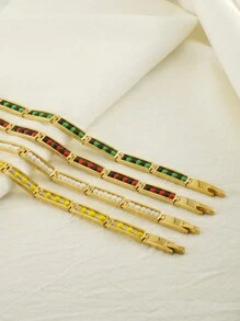 1 pièce Bracelet en acier inoxydable de mode de personnalité pour femmes, bijoux de bracelet en acier de titane de couleur or 18K