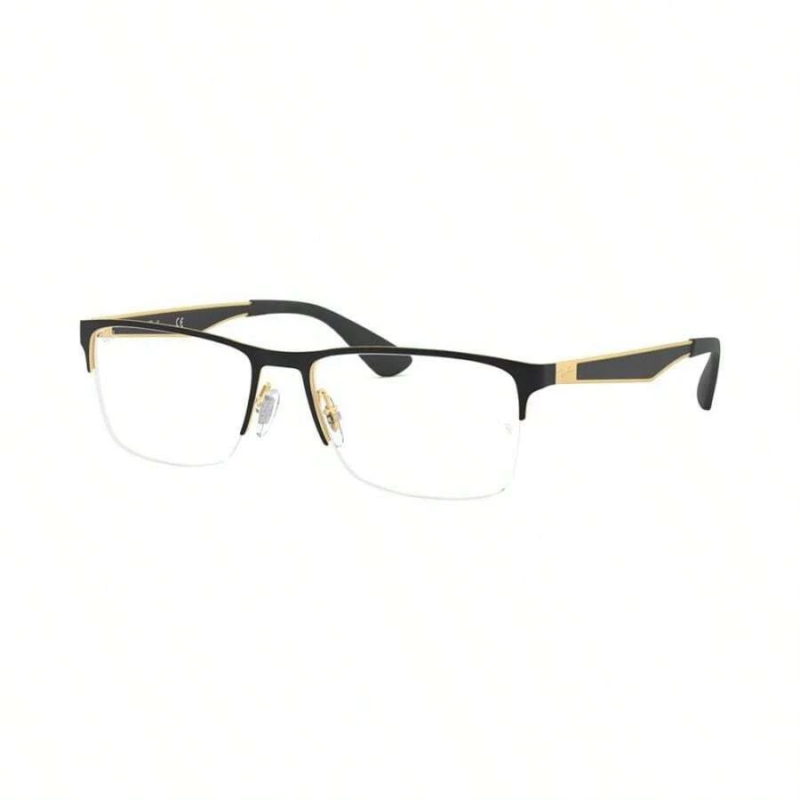 Ray-Ban RX6335 Unisex Rectangle Eyeglasses - Gold Blk - View 1