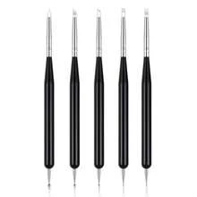 1 Bộ 5 Cọ Vẽ Móng Tay, Bút Chấm Hai Đầu Bằng Silicon Siêu Mềm, Bút Khắc Và Rỗng Công Dụng Kép, Bút Khắc Và Dập Nổi - màu đen - Xem 2