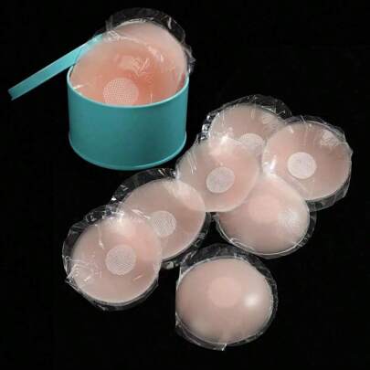 10片装可重复使用女士提胸乳贴，隐形粘性无肩带露背文胸硅胶乳贴，带金属盒