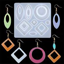 1pc Crystal Pendant Earring Mold - Make Unique Jewelry With Easy DIY Craft Experience - Flexible Silicone Material, Compatible With UV Curing Epoxy Resin, Ideal For Craft Lovers - Multicolor - View 1