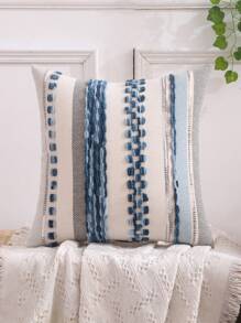 1 Pieza Funda De Cojín Con Relieve Y Rayas Chenille - Azul - Ver 12