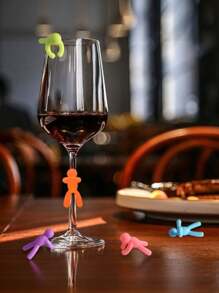 3/6/12/18pcs Doll Wine Glass Markers, Colorful Drink Markers, Silicone Wine Glass Charms Tags, Charms Markers Tags For Cups Dentification, Reuseable Glass Drink Identifiers Markers Signs Tag For Stem Glasses Champagne Flutes Cocktails Martinis(Random Color), For Outdoor, Camping - Multicolor - View 3