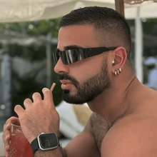 1pc Futuristic Rectangular One-Piece Fashion Glasses For Men, Couple, Street Style, Disco, Funny, Unique, Sports, Millennium, Sci-Fi Atmosphere, Prop Fashion Glasses Beach Accessories Glasses Shades Looks Street Style And Suit For Sweater Jacket Sweatshirt Hoodie Leather Pants And Cargo Pants For Summer Beach Vacation,Outdoor,Travel