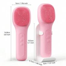 面部清洁刷，防水可充电电动洗脸刷，男女通用，去角质、按摩、清洁面部，面部刷 - 粉色 - 查看 2