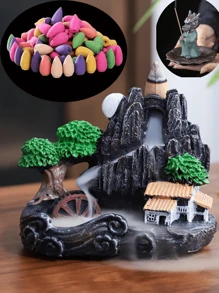 20入組/50入組/100入組混合天然倒流塔香煙線香錐倒流塔倒流檀香子家用空氣淨化器混合倒流錐，香膏，室內艾草香薰煙線香，除臭廁所浴室香薰，完美的冥想，瑜伽和放松，創意禮物，節日裝飾，生日用品，派對裝飾 - 混色 1包 100pcs - 查看 2