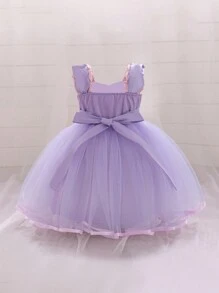 Vestido de tul morado para bebés niñas, perfecto para fiestas de juegos de rol, reuniones, actuaciones y ocasiones formales