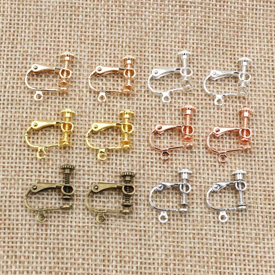 4pcs Brass Screw Ear Clip Earring Settings Rotate Pads Earring Findings Base Blank Bezel For Jewelry Making Findings - 15x13mm - View 1