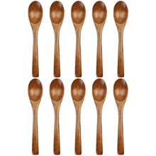 FFXK 10 Stück Holzsuppen-Löffel mit langem Griff, Kaffee-/Milch-Teelöffel, Zucker- und Gewürz-Schöpfkellen, Küchenbesteck, Holzlöffel, Schulbedarf, Weihnachtsgeschenk