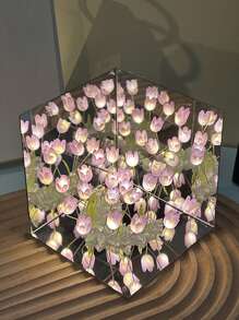 USB-Powered DIY Tulip Lamp Materials Set With 20 Flowers For Bedroom Ambience And Desktop Decoration, Including Infinity Mirror, Birthday & Christmas Gift DIY Assembly Materials - White - View 12